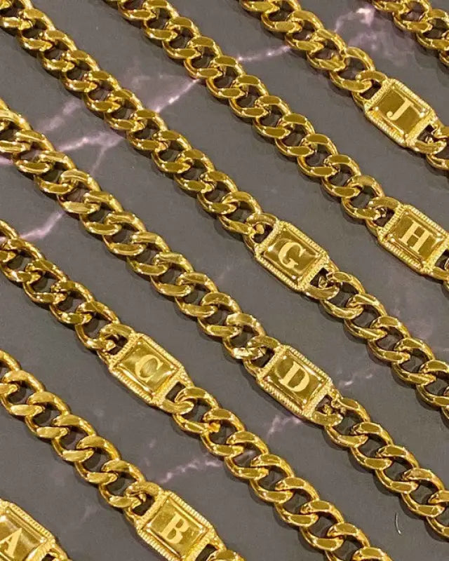 Uptown Cuban Chain Initial Bracelet