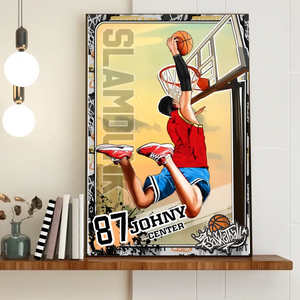 Custom Personalized Basketball Poster, Canvas, Vintage Style, Sport Gifts For Son, Gifts For Basketball Son, Basketball Lover Gifts - TwoSeasArts