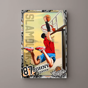 Custom Personalized Basketball Poster, Canvas, Vintage Style, Gifts for Basketball Son, Gifts for Basketball Lovers, Personalized Basketball Gifts, Gifts for Basketball Players with Customized Name, Number and Look - TwoSeasArts