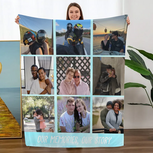 Personalized Photo Blanket, Photo Blanket with Text, Personalized Gift, Memorial Blanket, Anniversary Gift, Couples Gift, Gift for Her - TwoSeasArts