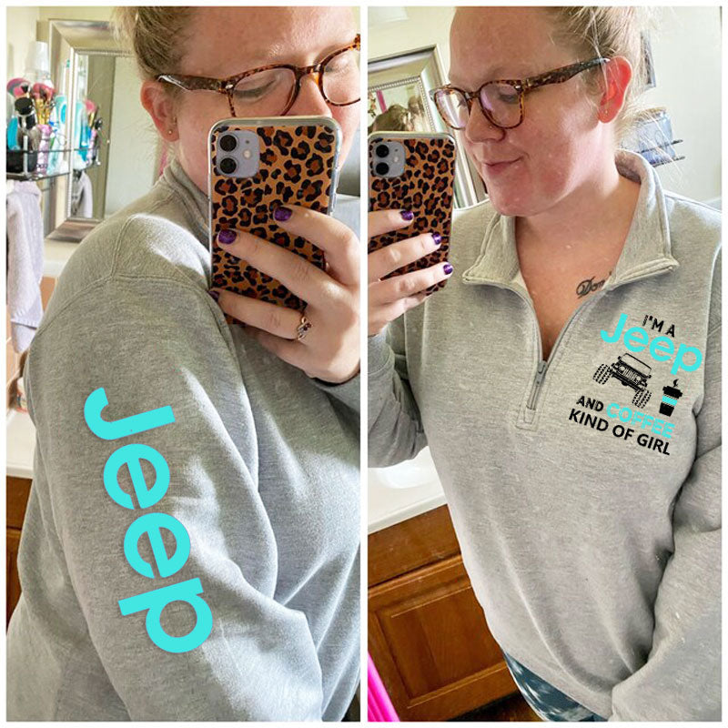 Jeep and Coffee Kind of Girl Zip Jacket Sweatshirt 2
