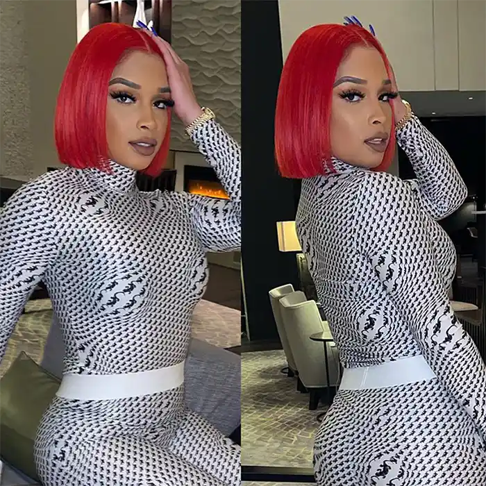 Red Bob Wig Straight HD Lace Front/Closure Bob Wig