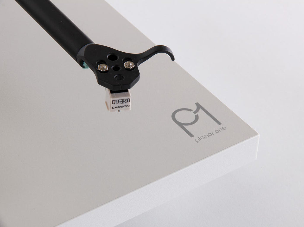 Closeup of Rega P1 carbon cartridge