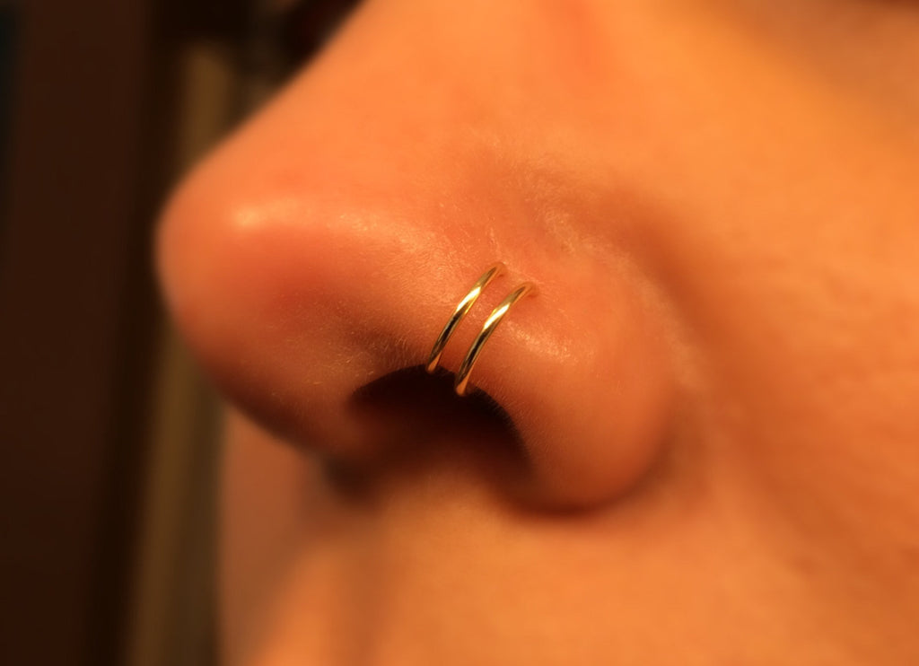 double nose ring for single pierced 
