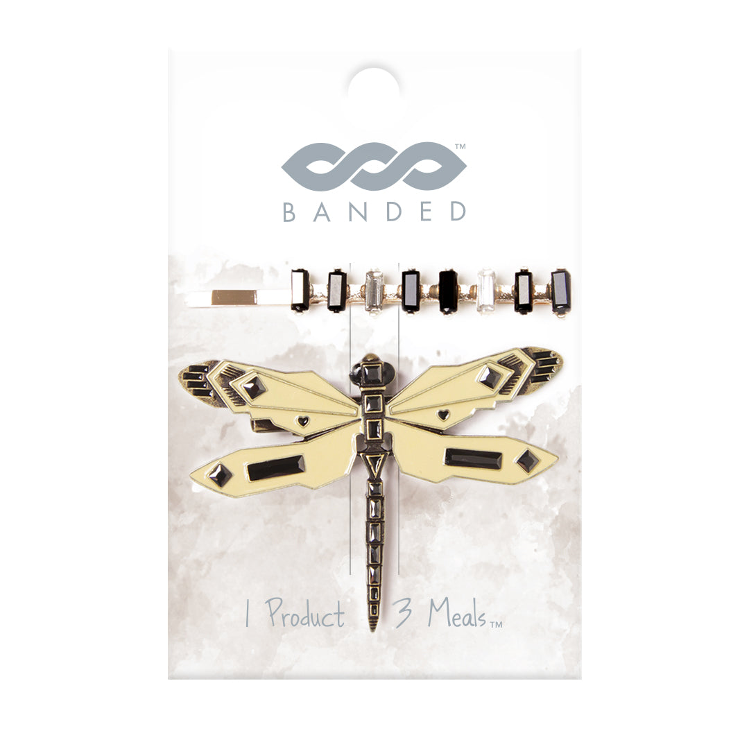 administration Numerisk Afbrydelse Deco Dragonfly - Enamel Hair Clip + Pin Set | Banded