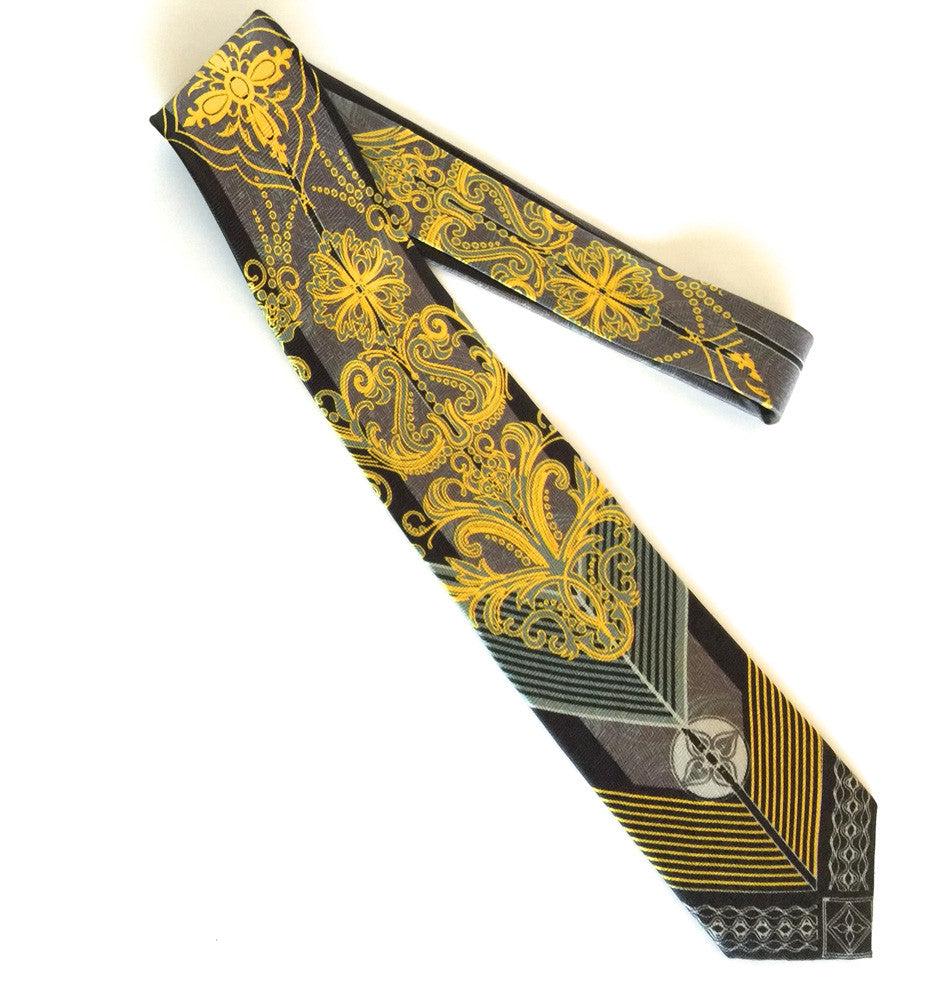 Pangborn Retro Silk Tie in yellow, black – Pangborn Design Ties