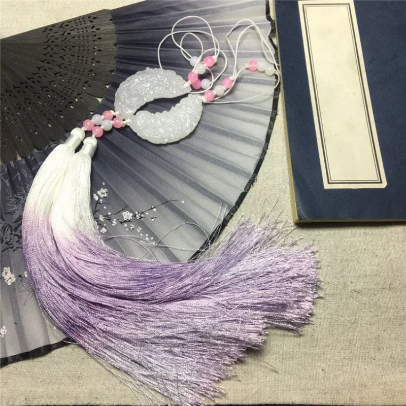 Waist Jade Pendant Tassel Pendant Key Tassels Round Fringe Antiquity Keychain Hanfu Pendant Elegant Quality Accessories Gift