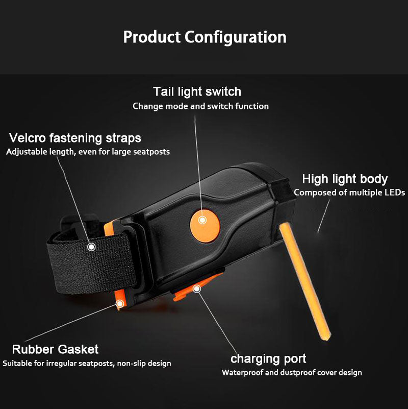 ECM bicycle dripping tail light, USB charging, ultra-long battery life  bicycle tail light, night riding warning LED bicycle tail light [multiple