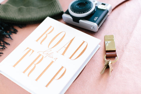 road trip and travel flatlay