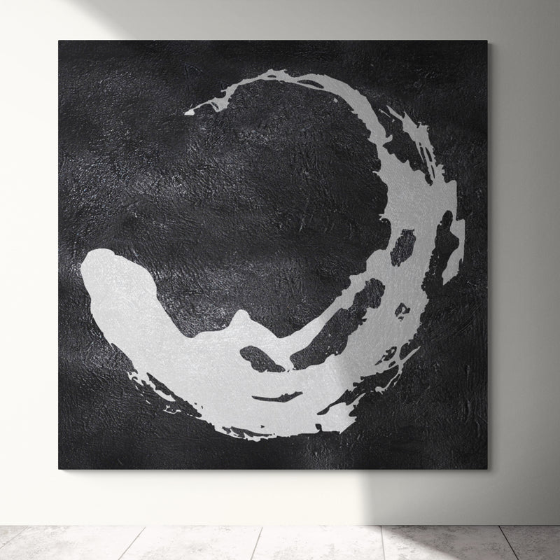 The Qi, Black And Silver / 100x100cm