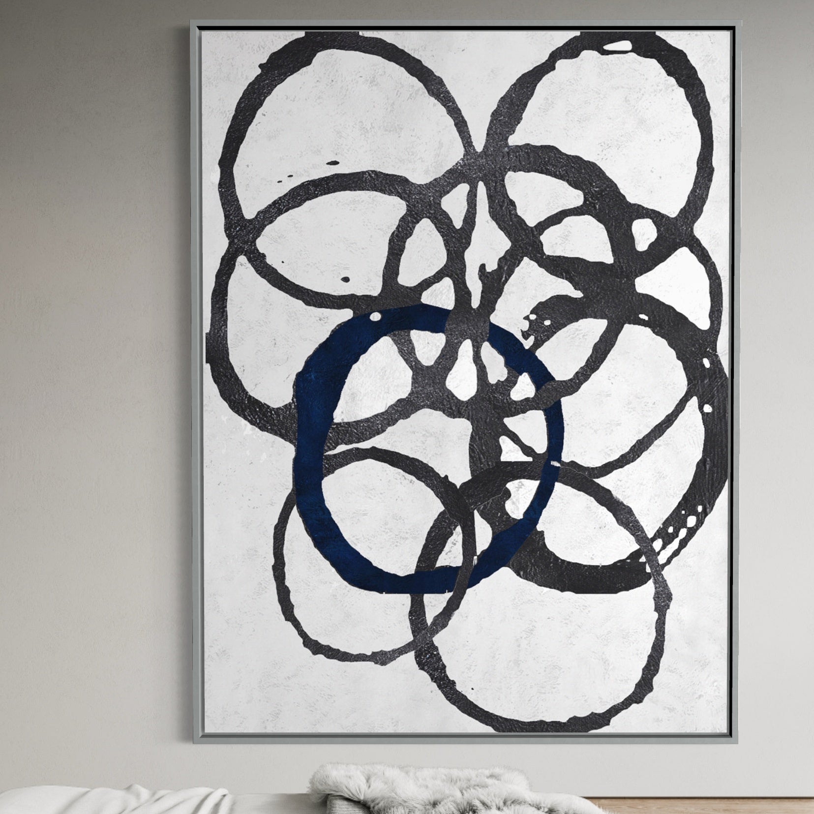 Circles And Charcoal, Golden / 120x180cm