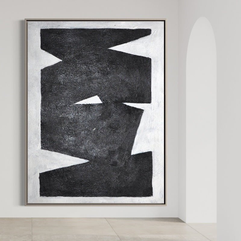 Brushstroke Art, Black And Silver / 158x240cm