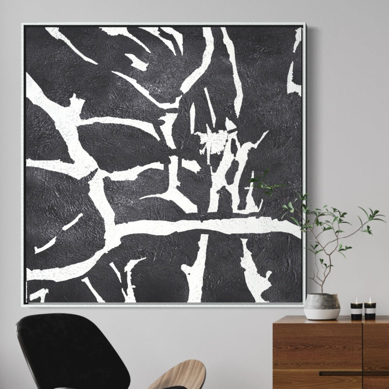 Compliments, Black And Silver / 120x120cm