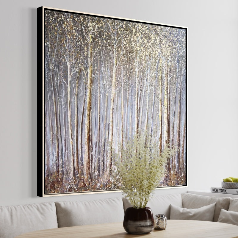 Mighty Forest 3, Black And Silver / 150x150cm