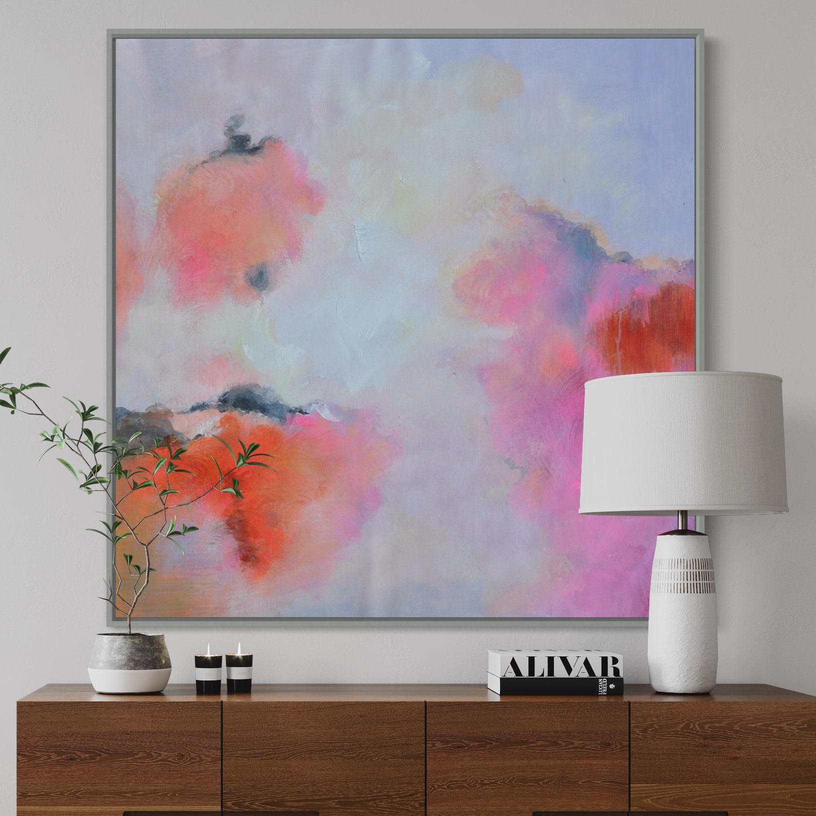 Cotton Candy, Black And Silver / 80x80cm