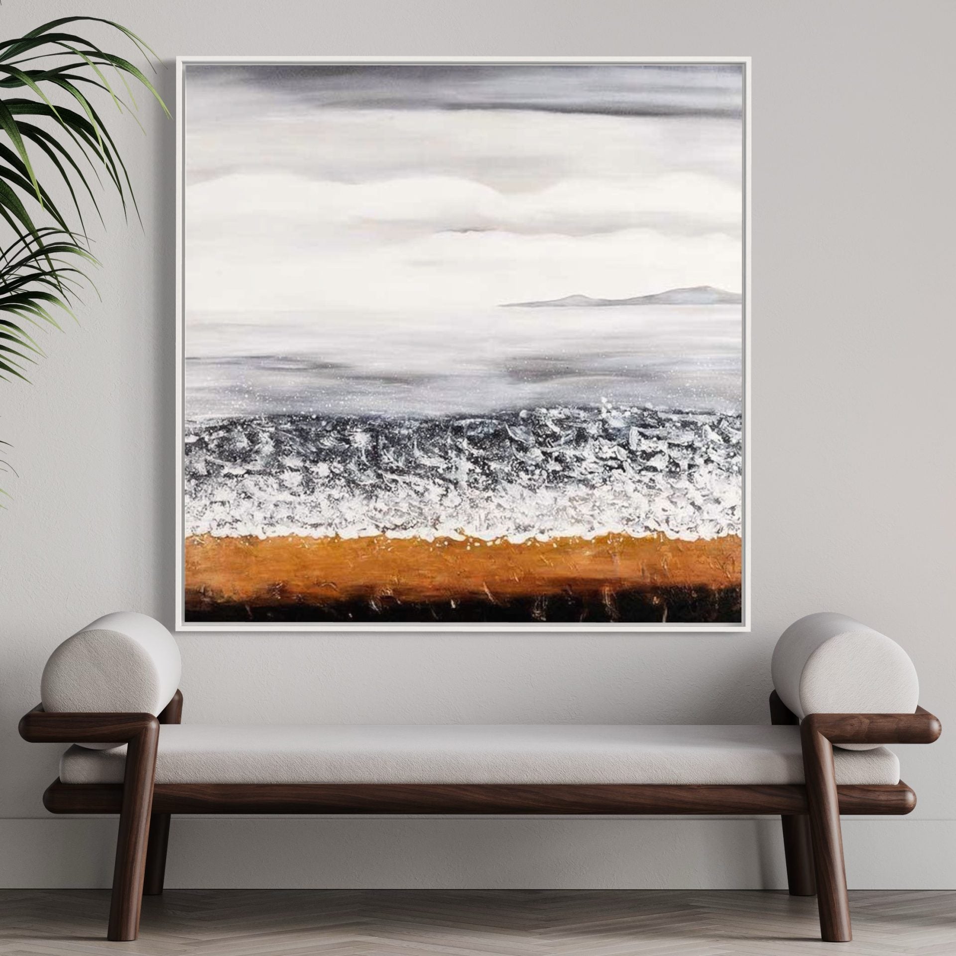 The Horizon, Black And Silver / 120x120cm