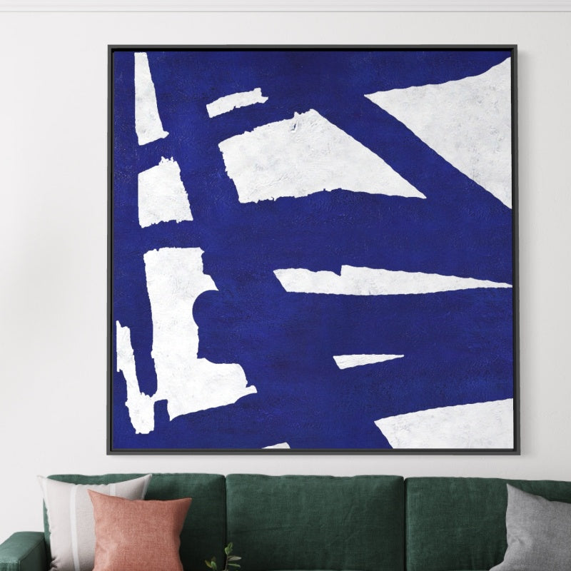 Route In Blue, Silver / 180x180cm