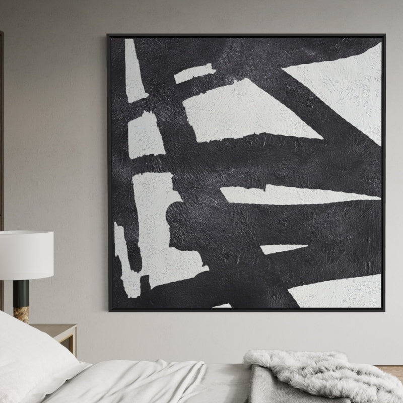 Route In Black, Black And Silver / 180x180cm