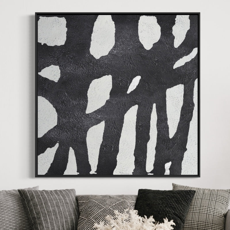 Mazes, Black And Silver / 90x90cm