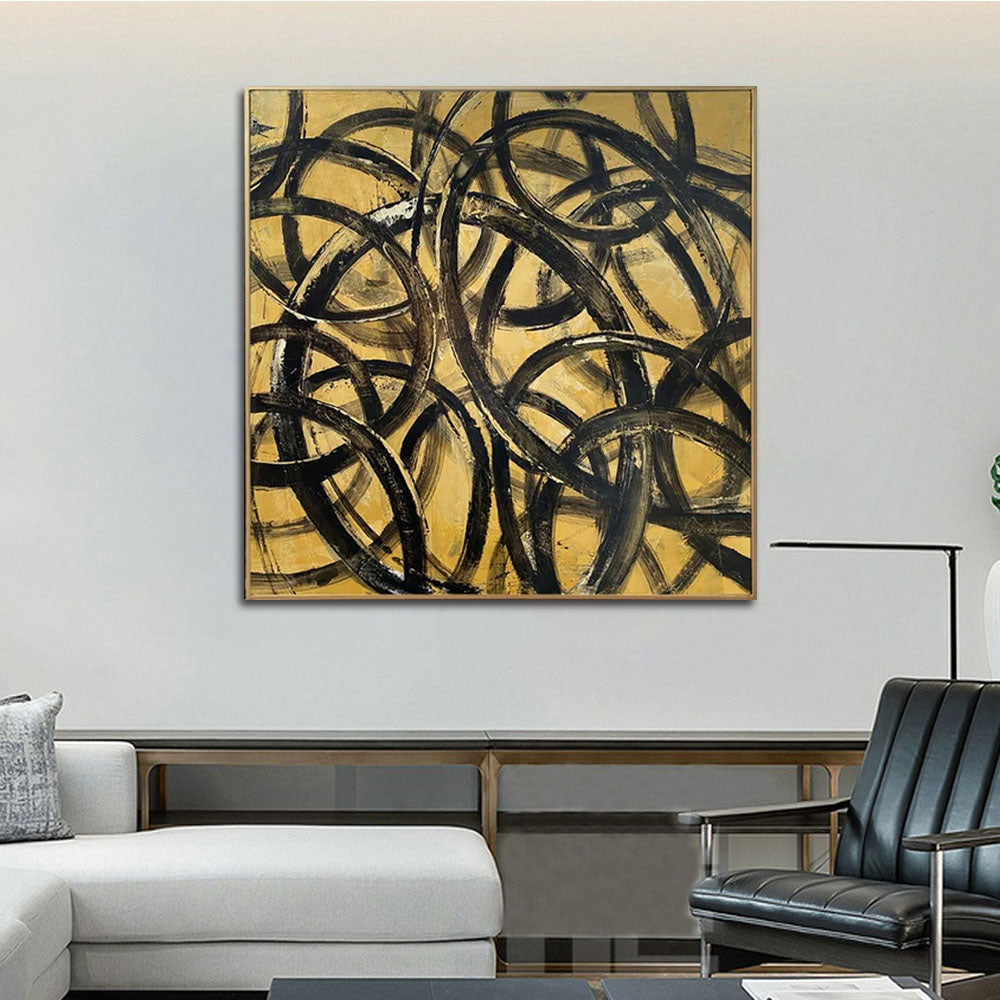 The Wheel Of Time, Black And Silver / 120x120cm