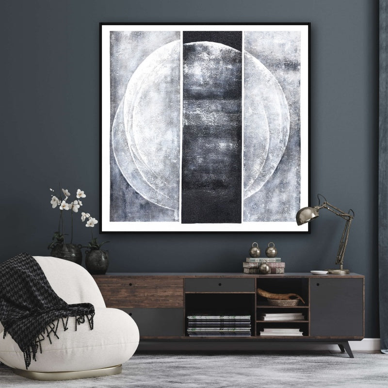 Moon, Black And Silver / 100x100cm