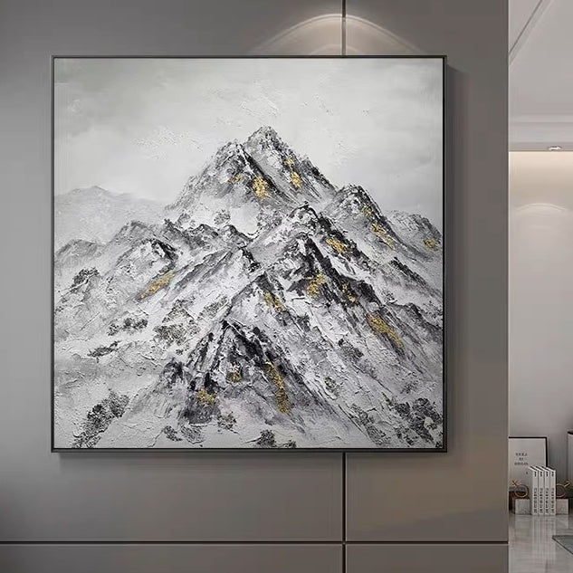 A Soul Goes Up There, Black And Silver / 150x150cm