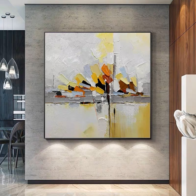 Golden Hue Of Heaven, Black And Silver / 150x150cm