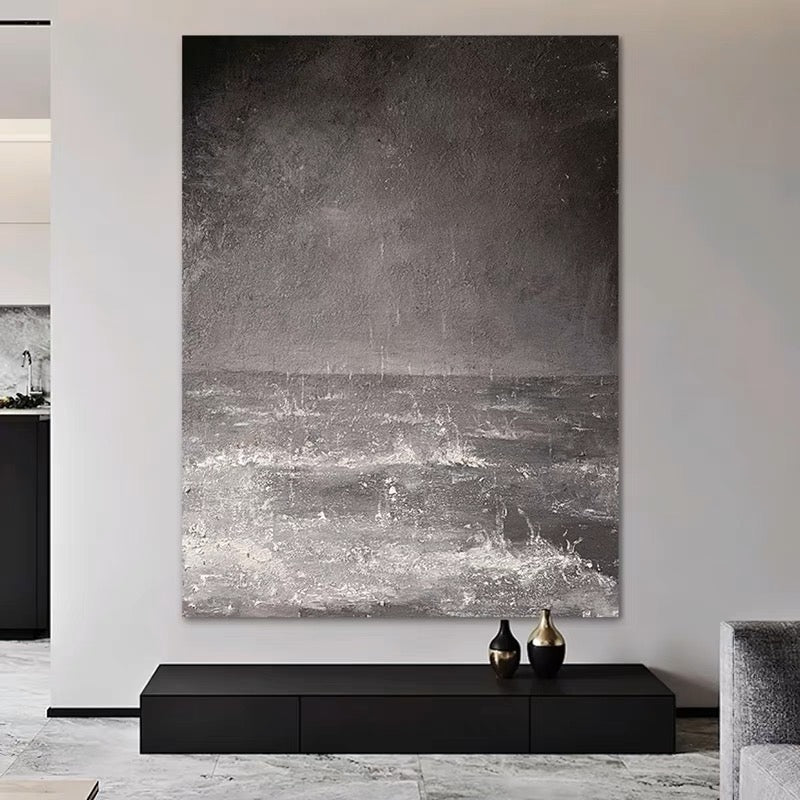 Gray Matter, Black And Silver / 180x240cm