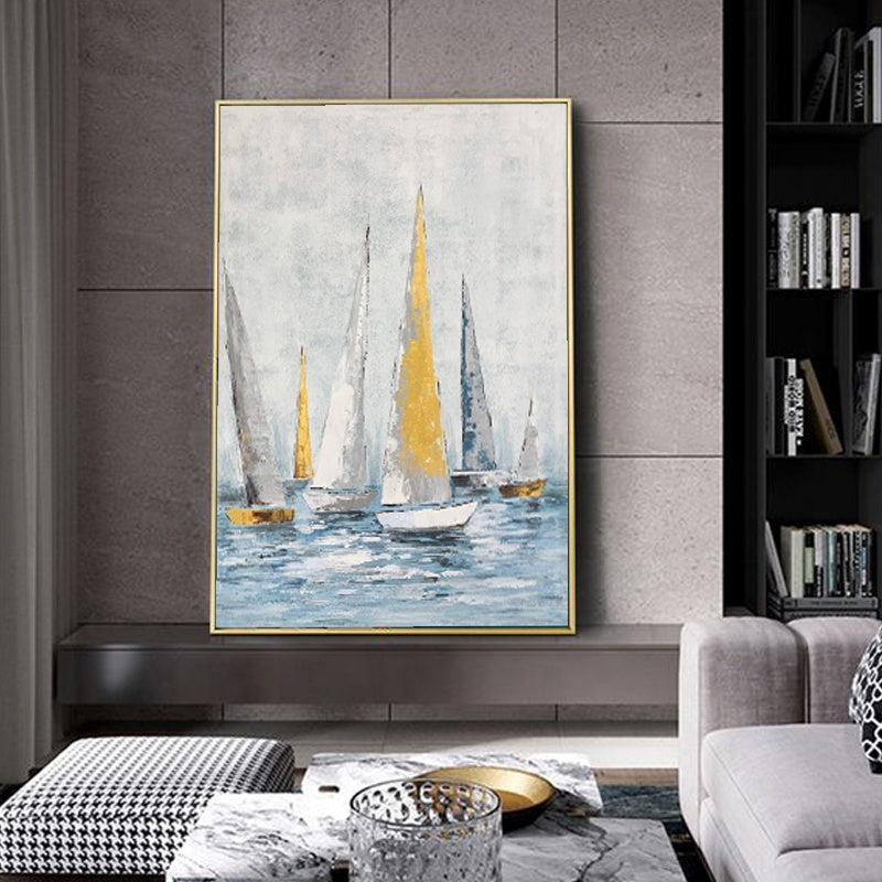 Regatta Seascape Oil Painting, Silver / 75x120cm