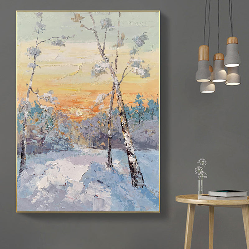 Winter Morning, Wood (Birch) / 120x150cm