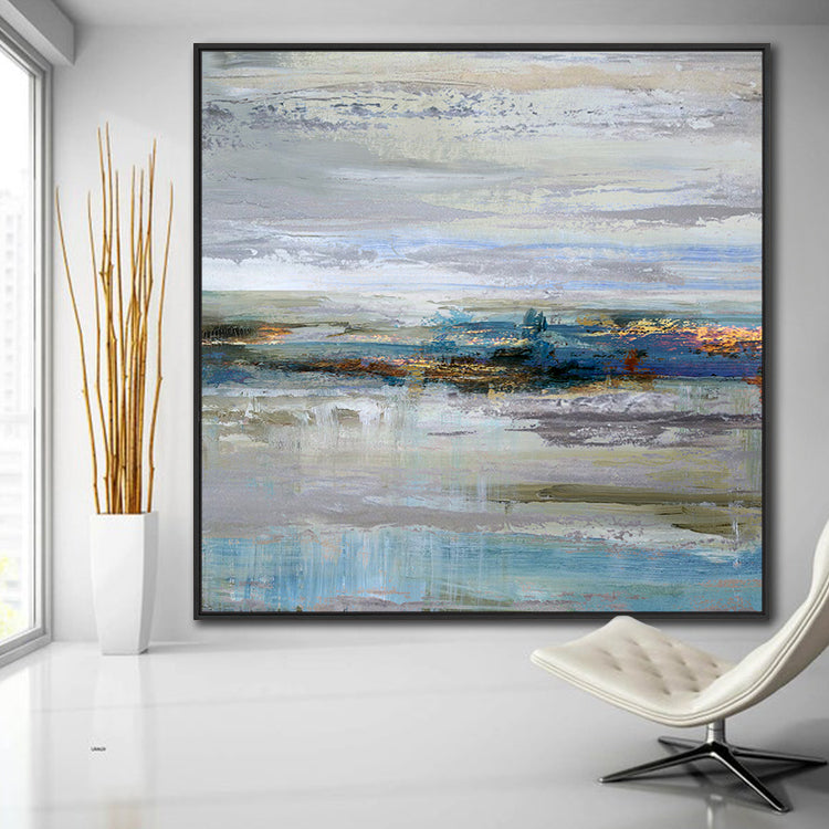 Sunset, Silver / 90x90cm