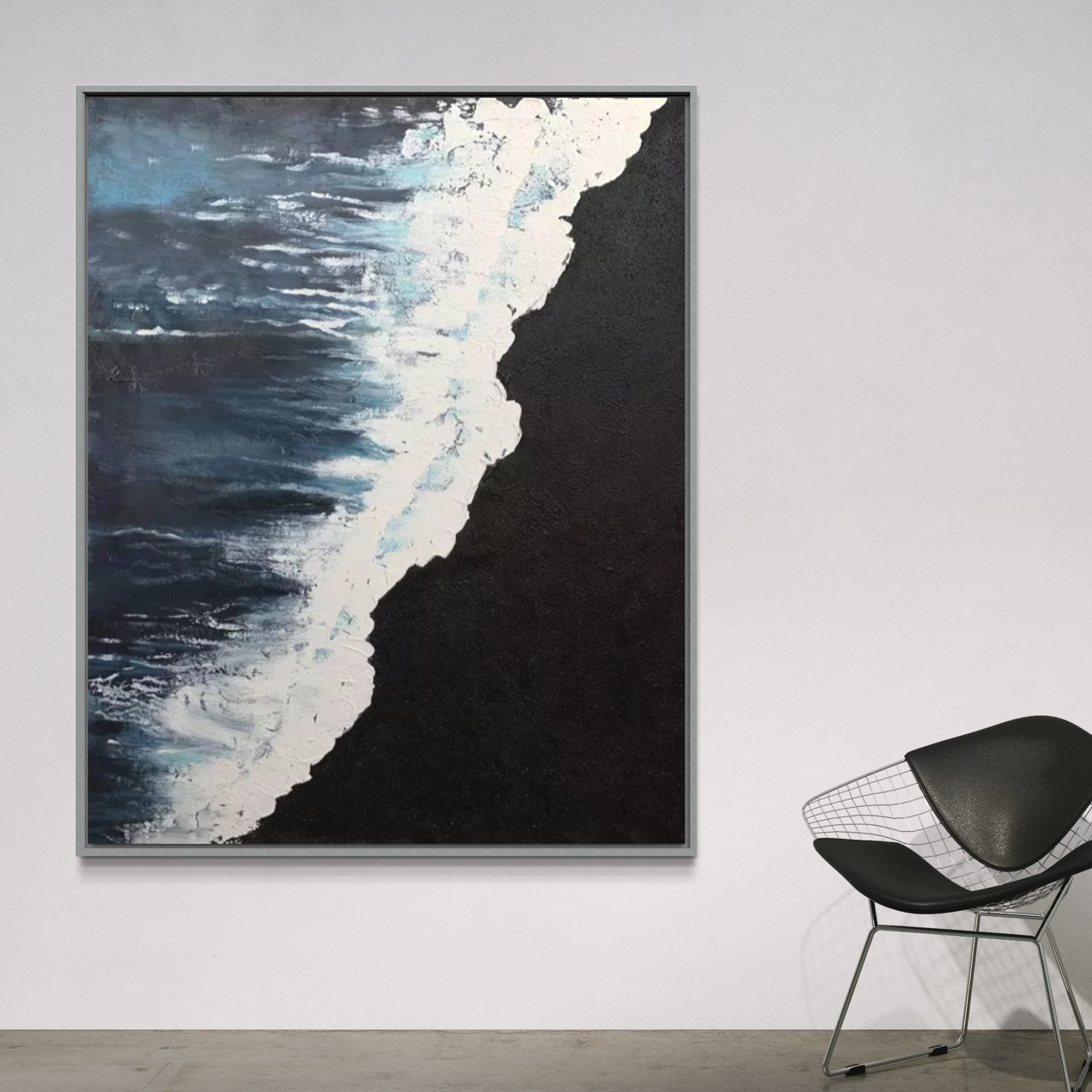 The Seaside, Black And Silver / 120x180cm