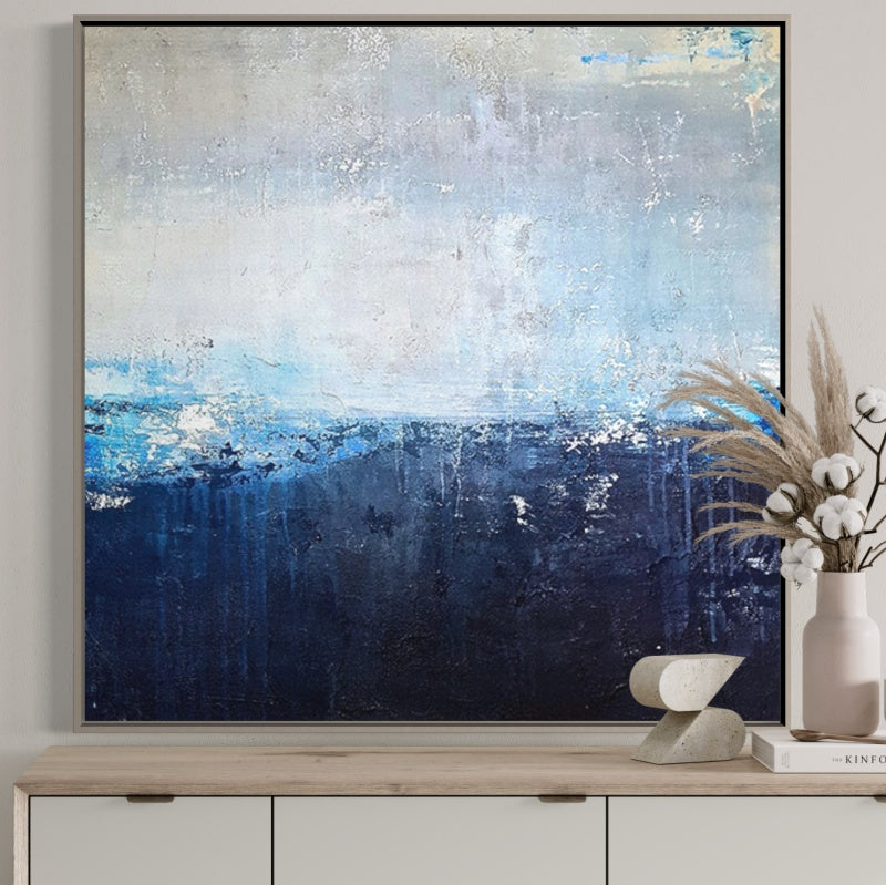 Blue Mood, Black And Silver / 90x90cm