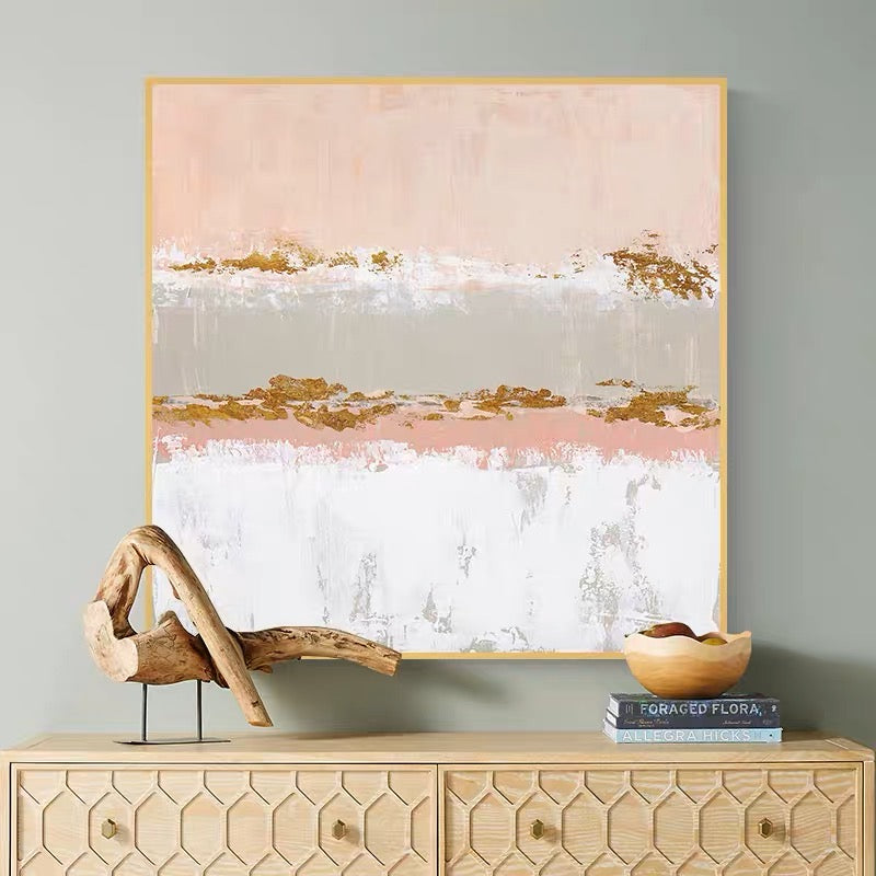 Luxurious Pink, Black And Golden / 80x80cm