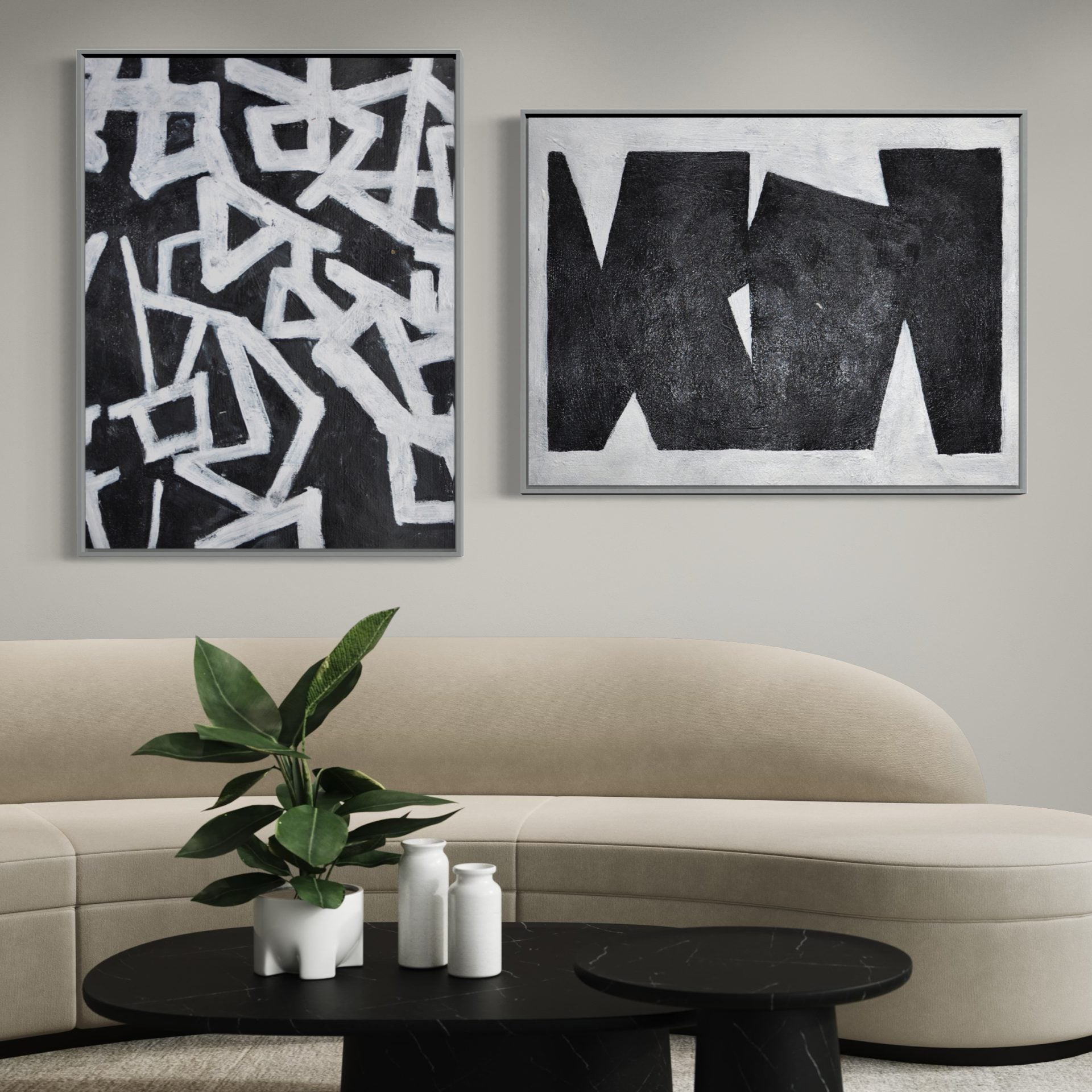 Overflow With Hope, Black And Silver / 60x90cm / 60x90cm