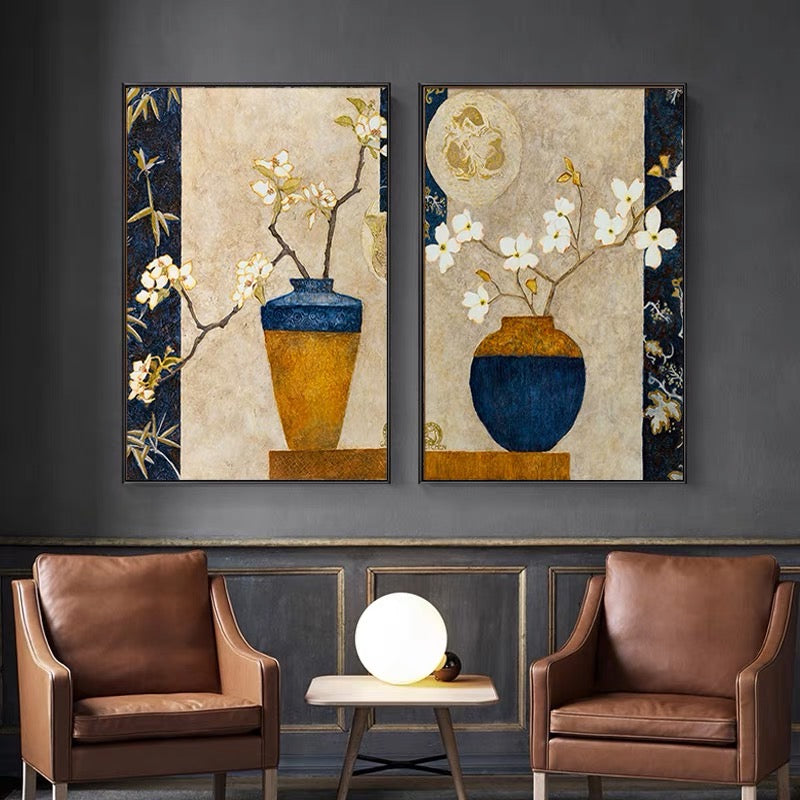 Pair Of Chinese Porcelain Vases, Black And Golden / 110x150cm / 110x150cm