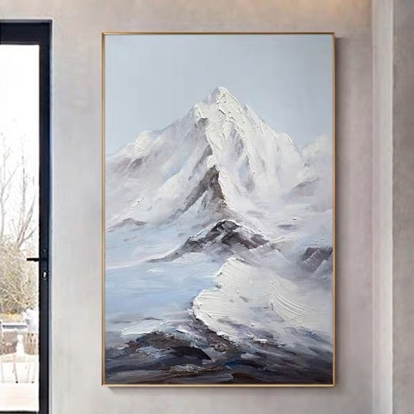Snow Capped Mountain, Black And Silver / 120x180cm