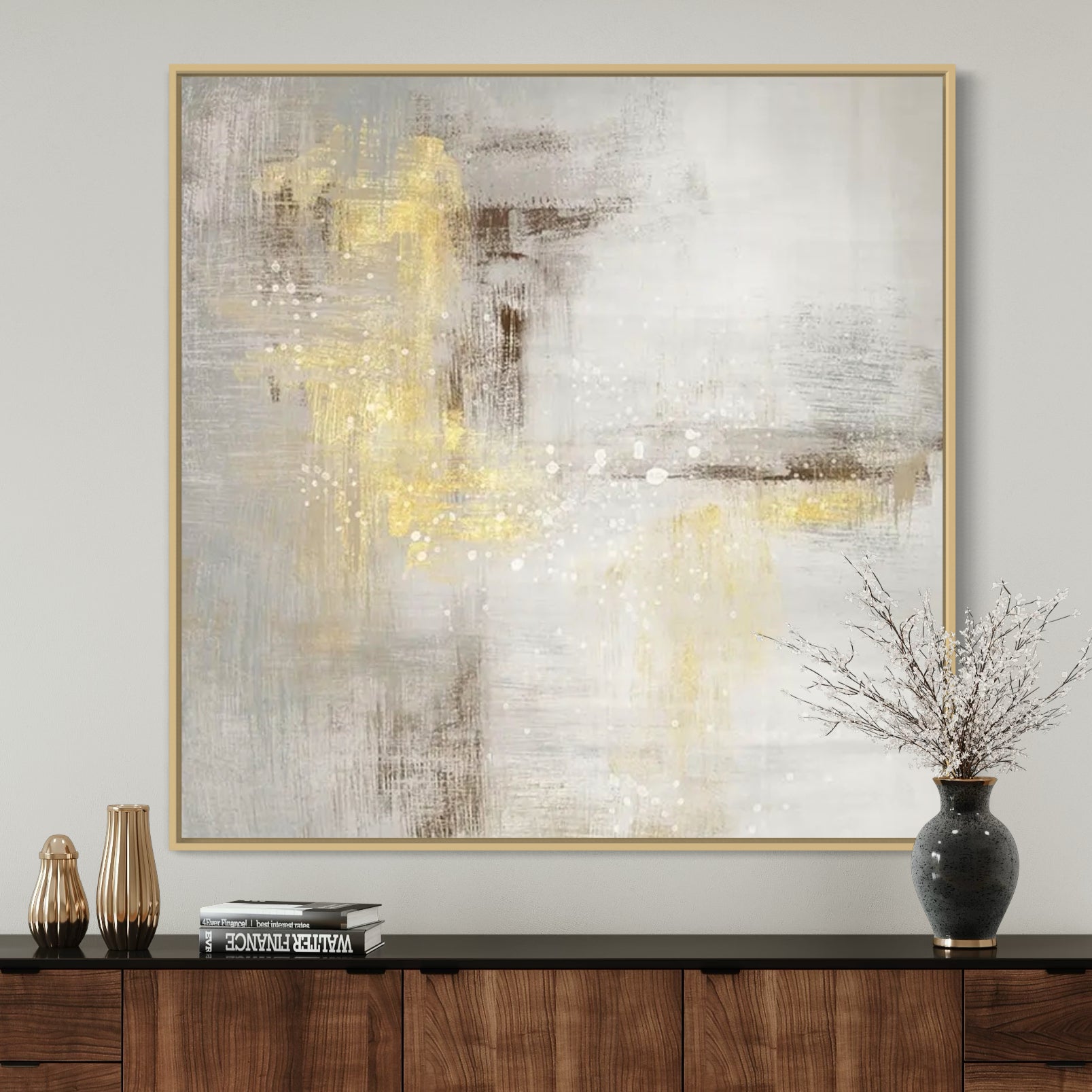 The World Of Light, Black And Golden / 150x150cm