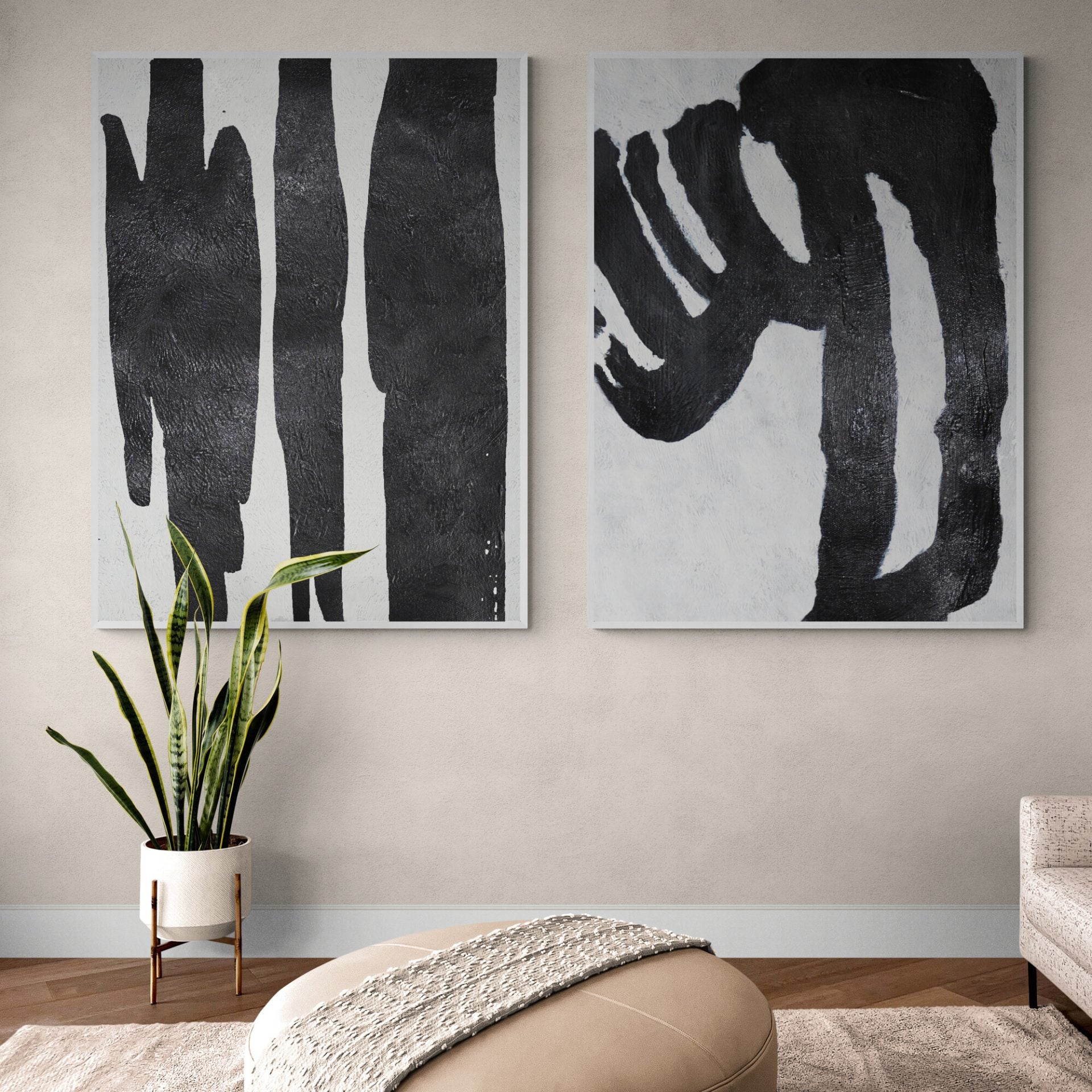 Work Heartily, Black And Silver / 60x90cm / 60x90cm