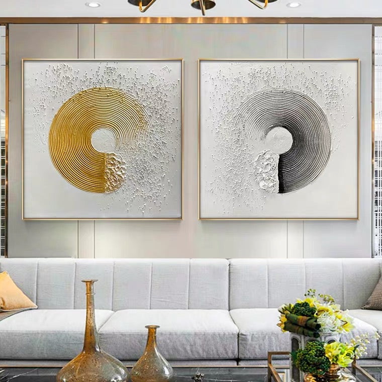 Yin Yang, Silver / 100x100cm / 100x100cm