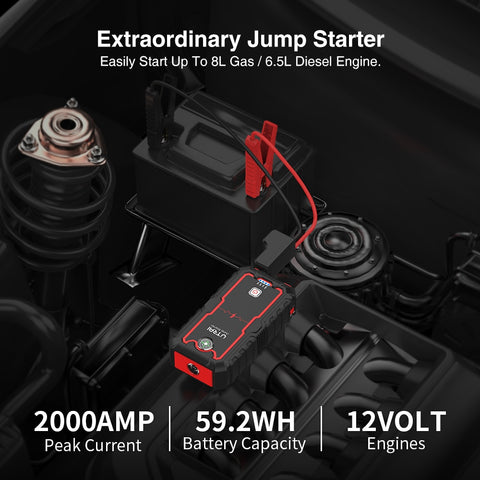 Power Bank 2000a Jump Starter Portable Charger Car Booster 12v Auto  Starting Device Emergency Car Battery Starter