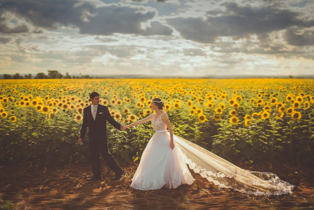 wedding in fields