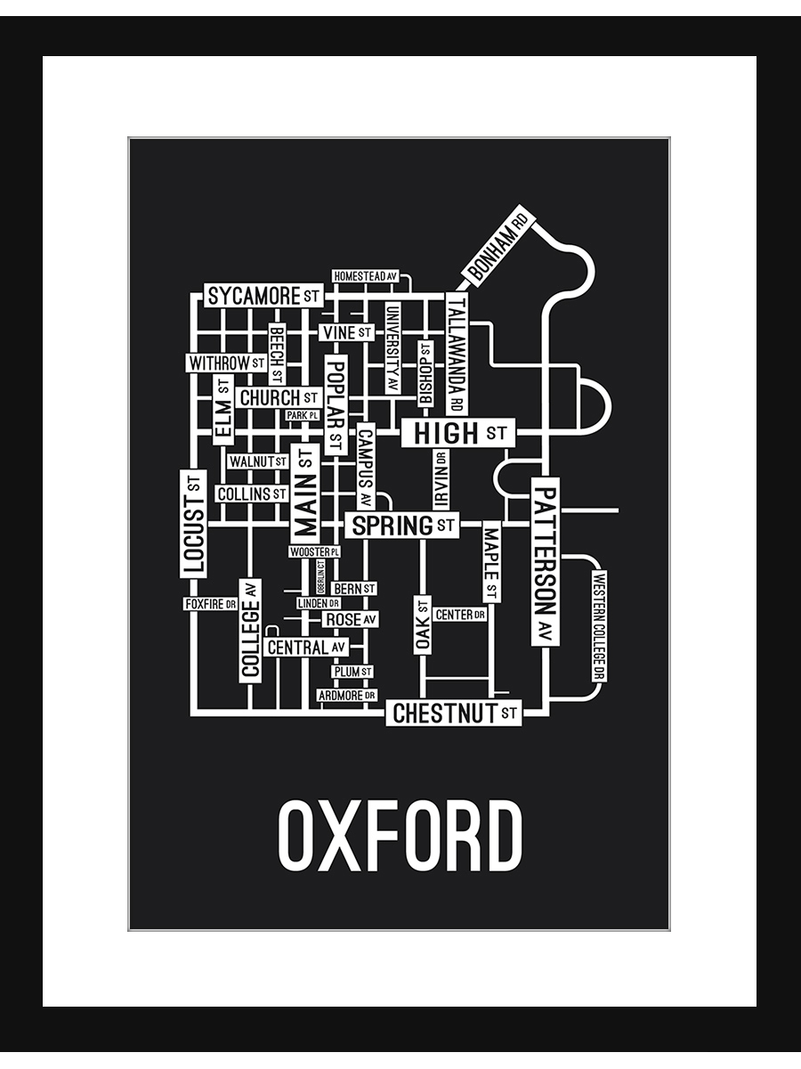 Oxford, Ohio Street Map Print School Street Posters