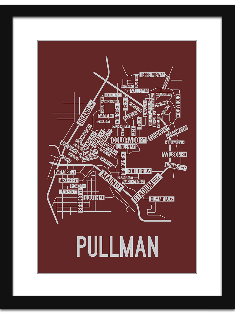 Pullman, Washington Street Map Print - School Street Posters