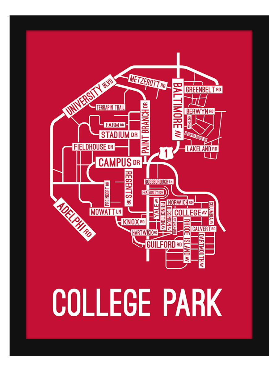 compileren Gymnast Koopje College Park, Maryland Street Map Poster - School Street Posters
