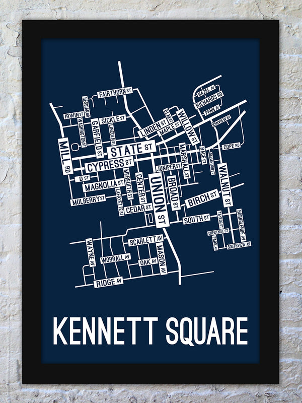 Kennett Square, Pennsylvania Street Map Screen Print - School Street 