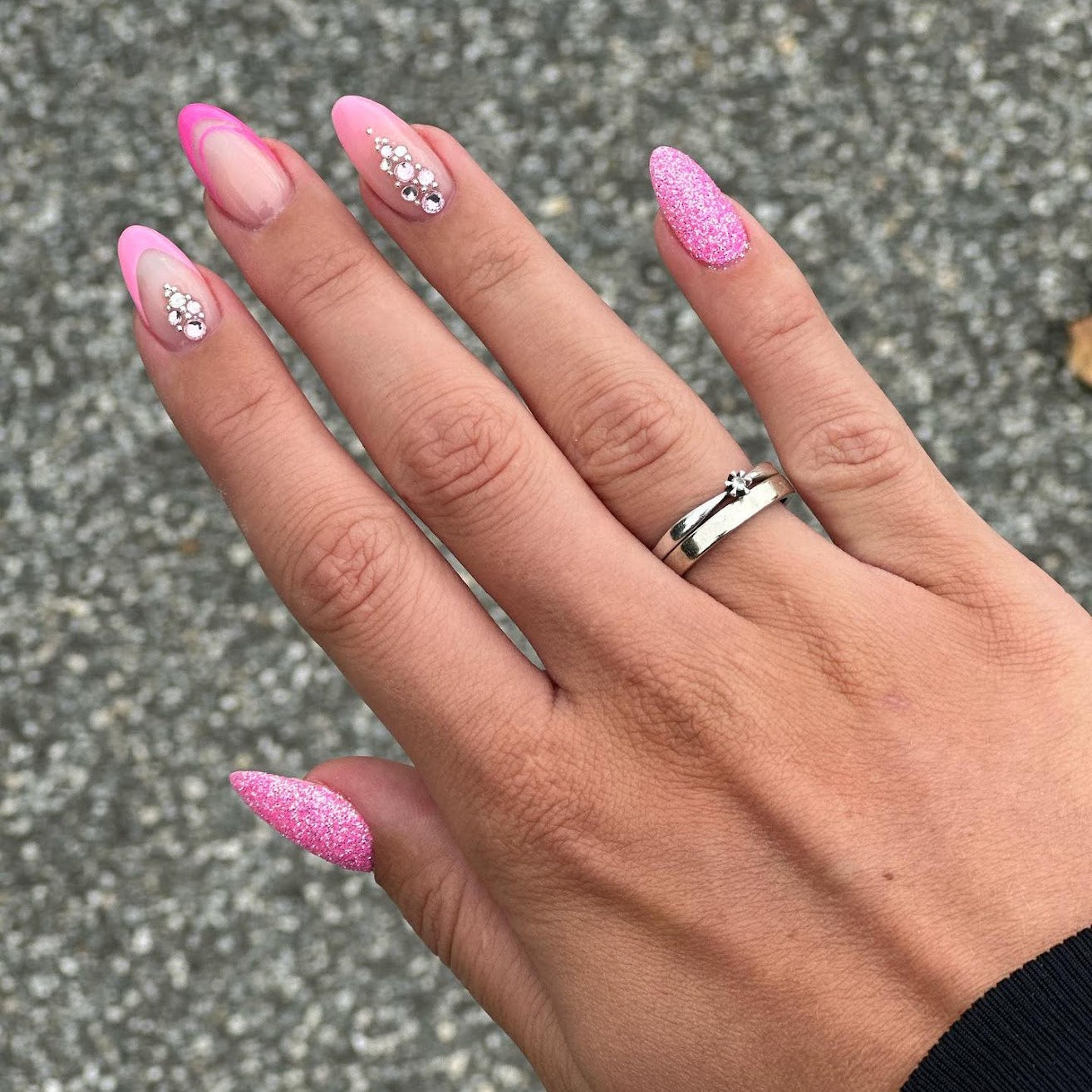 Cute polygel nails with beautiful nail art