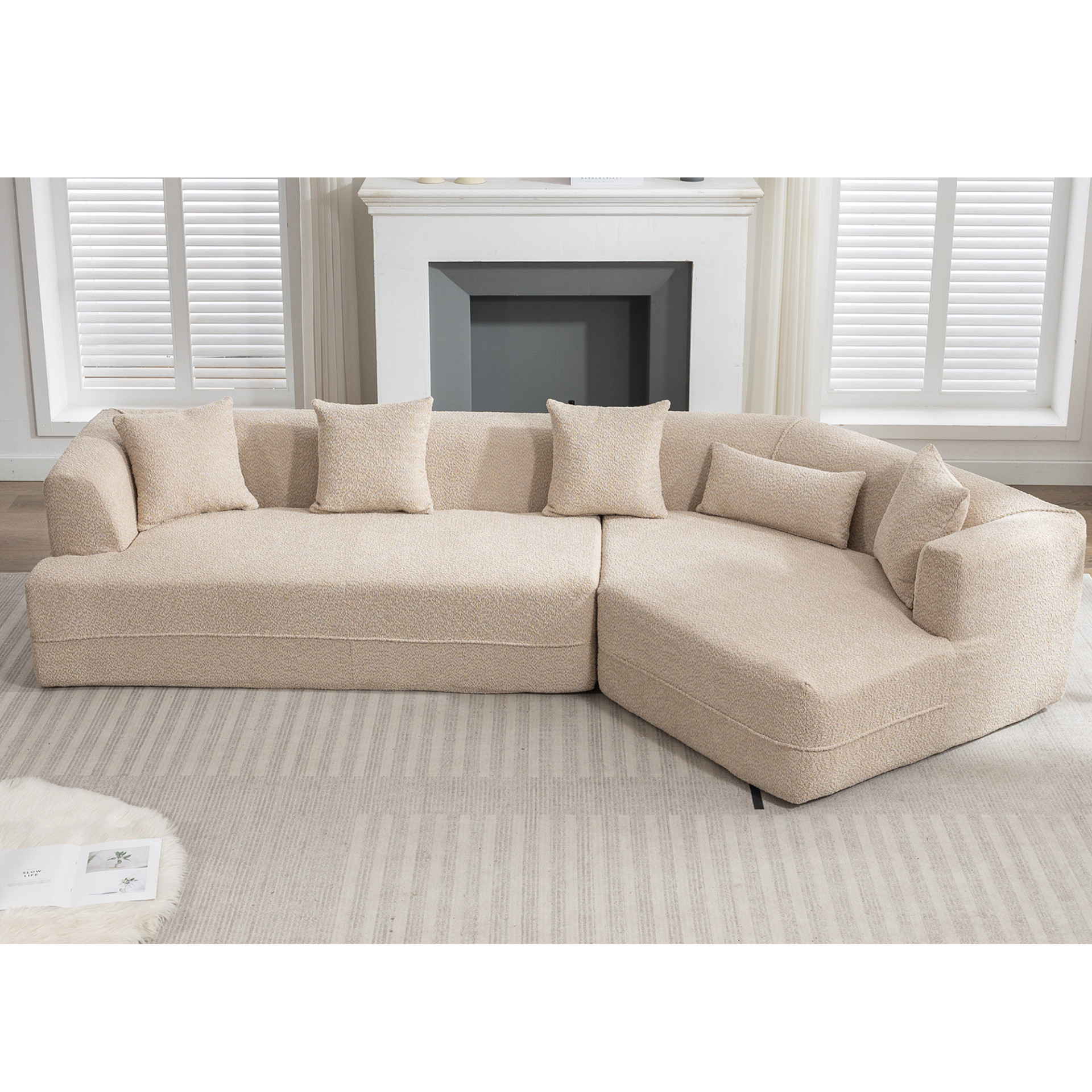 Marseille | Modular Modern Minimalist Tan Soft Curved Combination Sofa