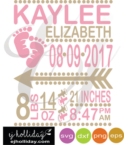 Download Baby Girl Birth Announcement Svg Eps Dxf Png Vector Graphic Design Dig Ej Holliday Southern Legend 3D SVG Files Ideas | SVG, Paper Crafts, SVG File