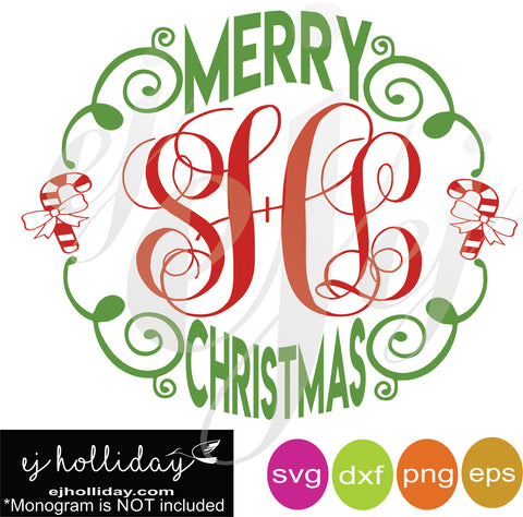 Download Candy Cane Merry Christmas Monogram Frame SVG EPS DXF PNG ...